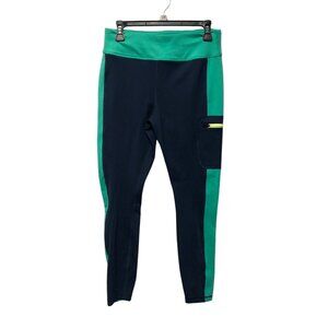 Athletic Works Leggings Womens Size Medium 8-10 Green Navy Pocket Athleisure